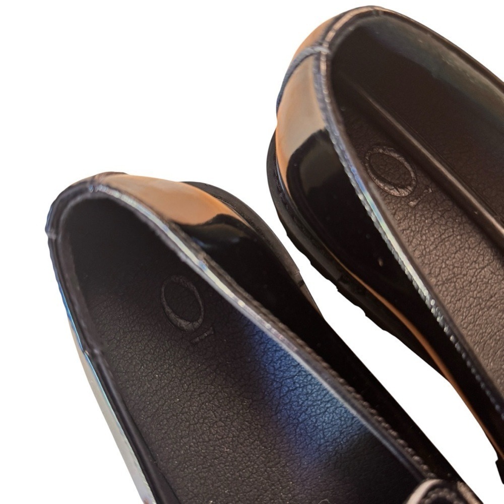 NoSkin Lulie Black Patent Lug Sole Loafers EU 38 US 7.5 New Without Box Chic - Picture 5 of 15